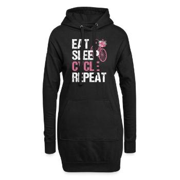 Eat Sleep Cycle Repeat - Bicycle Life Flowers - Hoodie Dress - black - Front