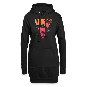 Rétro Dauphin Tropiques Dream Graphique - Sweat-shirt à capuche long Femme - noir - Devant