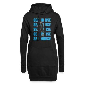 Hippocampe jeu d’écriture océan amour - Sweat-shirt à capuche long Femme - noir - Devant