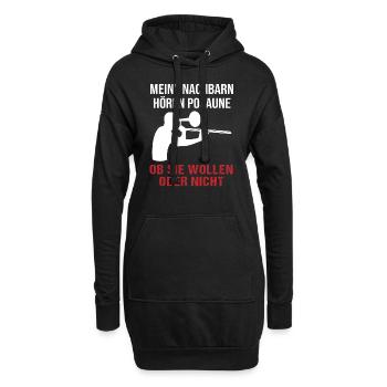 Nachbarn Hören Posaune Musikfan Geschenk - Hoodie-Kleid - Schwarz - Vorne