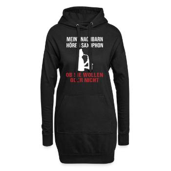 Voisins Saxophone écoute Fun - Cadeau - Sweat-shirt à capuche long Femme - noir - Devant