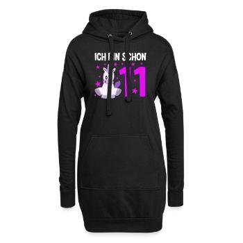 Einhornzauber 11 Jahre Glücksstern - Hoodie-Kleid - Schwarz - Vorne
