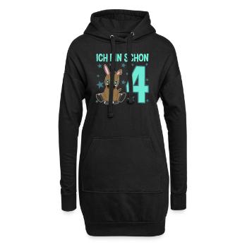 Âne de quatre ans : fête et plaisir à l’état pur - Sweat-shirt à capuche long Femme - noir - Devant