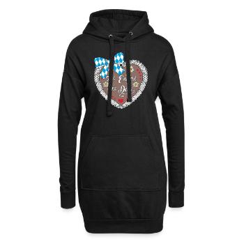 51% Engerl 49% Deifi Lebkuchenherz Damen Trachten - Hoodie-Kleid - Schwarz - Vorne
