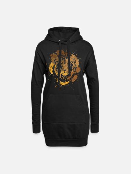 Löwe Raubkatze - Hoodie-Kleid - Schwarz