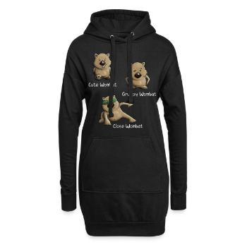 Cute Grumpy and Close Wombat Beuteltier Posen - Hoodie-Kleid - Schwarz - Vorne