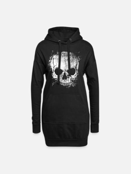 crâne grunge - Sweat-shirt à capuche long Femme - noir