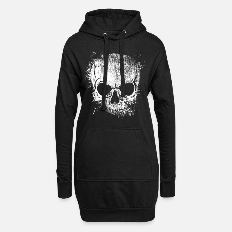 grungy skull - Hoodie-Kleid - Schwarz