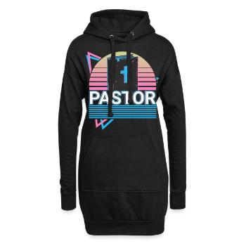 Pasteur Église Chrétienne Prédicateur Rétro Cadeau - Sweat-shirt à capuche long Femme - noir - Devant
