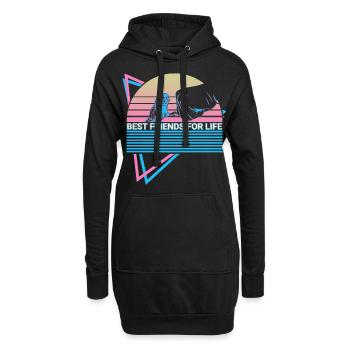 Perruche Perruche Rétro - Sweat-shirt à capuche long Femme - noir - Devant