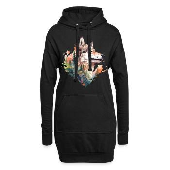 Loup - Sweat-shirt à capuche long Femme - noir - Devant