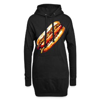 Hot Dog Würstchen Wurst für für Hot Dog - Hoodie-Kleid - Schwarz - Vorne