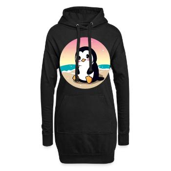 Pingouin de plage au coucher du soleil - Sweat-shirt à capuche long Femme - noir - Devant
