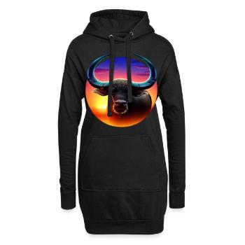 Buffle d’eau au coucher du soleil - Sweat-shirt à capuche long Femme - noir - Devant