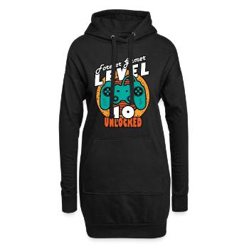 Geburtstag 10 Jahre Spieler Level 10 - Hoodie-Kleid - Schwarz - Vorne