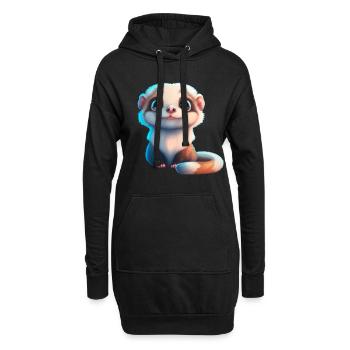 mignon bébé furet - Sweat-shirt à capuche long Femme - noir - Devant