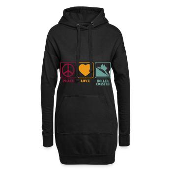 Roller Coaster Shirt Peace Love Rétro - Sweat-shirt à capuche long Femme - noir - Devant