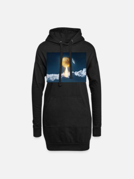 Bitcoin fliegt zum Mond - Hoodie-Kleid - Schwarz
