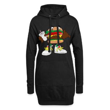Burger Hamburger Cheeseburger Fast Food - Hoodie-Kleid - Schwarz - Vorne