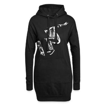 Skater Boy Halfpipe Fly Street Art - Sweat-shirt à capuche long Femme - noir - Devant
