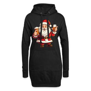 Weihnachtsmann Bier Alkohol Prost Glühwein Schnaps - Hoodie-Kleid - Schwarz - Vorne