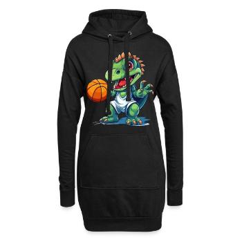 Basket-ball Dinosaure T-Rex Joueur Sports Cartoon - Sweat-shirt à capuche long Femme - noir - Devant