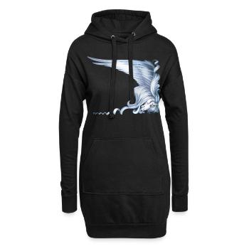 Pegasus Head avec Big Wing - Sweat-shirt à capuche long Femme - noir - Devant