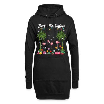 Pont de Noël The Palms Pink Flamingos Holiday - Sweat-shirt à capuche long Femme - noir - Devant