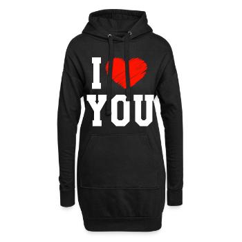 I Love You - Hoodie-Kleid - Schwarz - Vorne