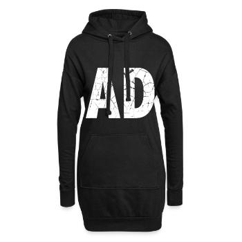 Distressed Vintage AD Schriftzug Werbung - Hoodie-Kleid - Schwarz - Vorne