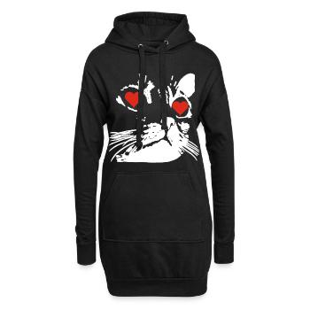 Un amour de chat blanc - Sweat-shirt à capuche long Femme - noir - Devant