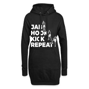 Jab Hook Kick Wiederholen - Hoodie-Kleid - Schwarz - Vorne