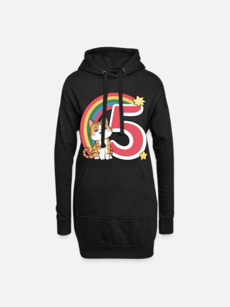 Süße Katze - 5. Geburtstag - 5 Jahre - Hoodie-Kleid - Schwarz