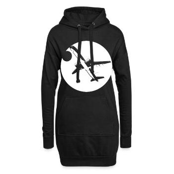 Flieger Zeichnung - Hoodie-Kleid - Schwarz - Vorne