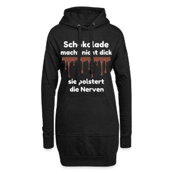 Schokolade polstert die Nerven - Hoodie-Kleid - Schwarz - Vorne
