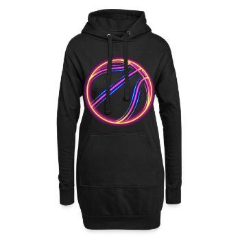 Basketball Retrowave - Hoodie-Kleid - Schwarz - Vorne