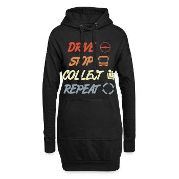 Fahren Stoppen Einsammeln Wiederholen - Hoodie-Kleid - Schwarz - Vorne