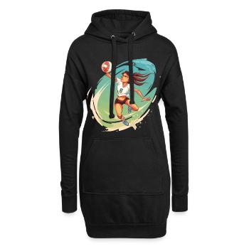 Volleyballspielerin Comic Stil - Hoodie-Kleid - Schwarz - Vorne