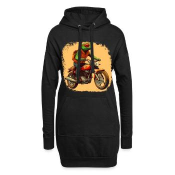 Chamäleone Motorrad / Motorradfahrer Chamäleon - Hoodie-Kleid - Schwarz - Vorne