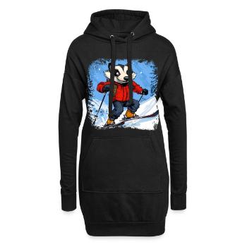 Dachse Ski / Skifahrer Dachs - Hoodie-Kleid - Schwarz - Vorne