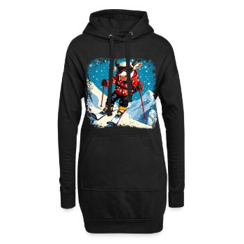 Vaches skieuses - Sweat-shirt à capuche long Femme - noir - Devant
