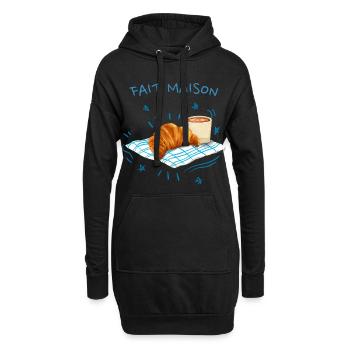 Hausgemachtes Croissant - Hoodie-Kleid - Schwarz - Vorne