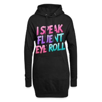 Roulement des yeux avec jeux de mots - Sweat-shirt à capuche long Femme - noir - Devant