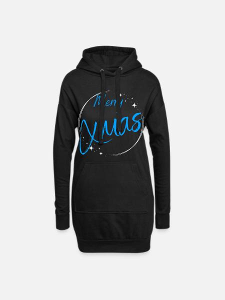 Merry Xmas Script Circle - Hoodie Dress - black