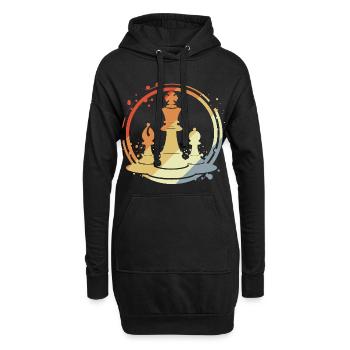 Schachfiguren im Retro Stil - Hoodie-Kleid - Schwarz - Vorne