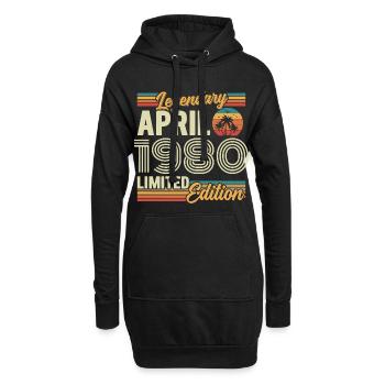 April 1980 46th Anniversary Gift - April 1980 - Hoodie Dress - black - Front