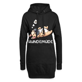 Hundemüde Französische Bulldogge Frenchie Frenchie - Hoodie-Kleid - Schwarz - Vorne