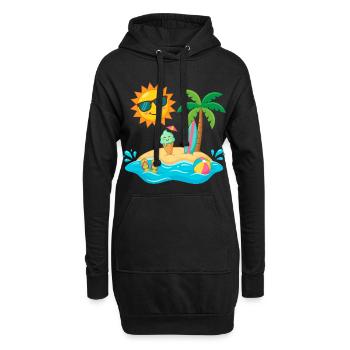 Sonne Insel Strand Urlaub Spaß genießen am Meer - Hoodie-Kleid - Schwarz - Vorne
