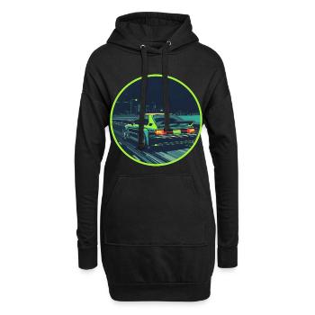Cyberpunk JDM Voiture de réglage vert néon - Sweat-shirt à capuche long Femme - noir - Devant