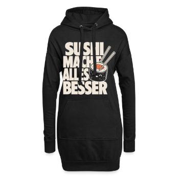 Sushi Macht Alles Besser Kawaii Design - Hoodie-Kleid - Schwarz - Vorne